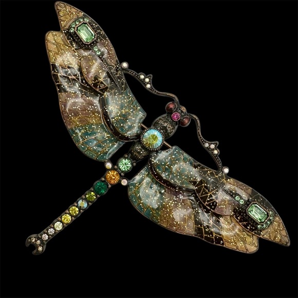 Joan Rivers Jewelry - Joan Rivers LARGE Enamel Rhinestone Dragonfly Brooch Pin